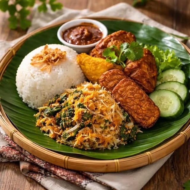 Nasi Urap Ayam Penyet