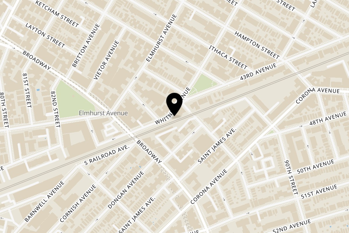 Map showing the location of Asian Taste 86 on 86-10 Whitney Ave in Flushing